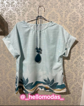 Blusa Crepe Salina Soltinha com Barra
