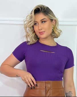 Blusa Feminina Canelada com Decote