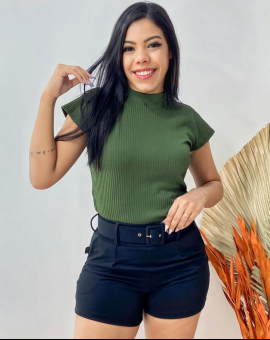 Blusa Gola Alta Canelada Lisa