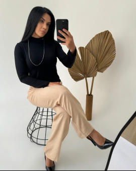 Blusa Manga Longa Gola Rolê Preta Básica