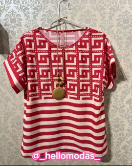 Blusa no Crepe com Elastano Estampada