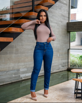 Calça Jeans Feminina Cintura Alta Reta