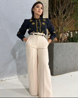 Calça Pantalona Alfaiataria Clássica Social