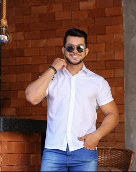 Camisa Branca Social Básica Manga Curta