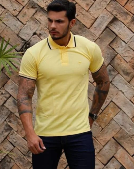 Camisa Masculina Polo Básica Amarela