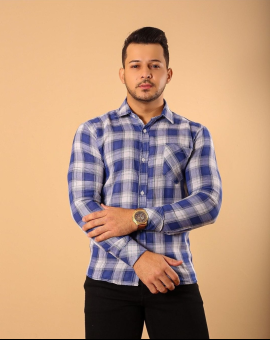 Camisa Masculina Xadrez Manga Longa