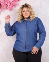 Camisa Plus Size Jeans Feminina Atacado na Rua 44 Goiânia