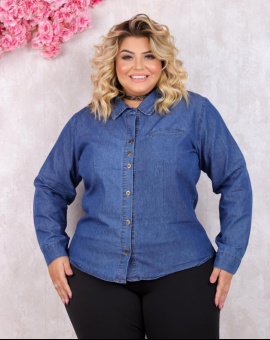 Camisa Plus Size Jeans Feminina