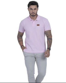 Camisa Polo Masculina Básica Rosa