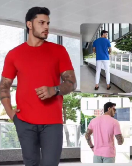 Camiseta Masculina Lisa de Algodão Básica