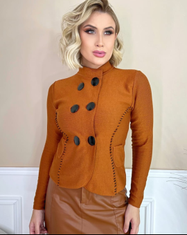 Casaco de Tricot com Botões Inverno