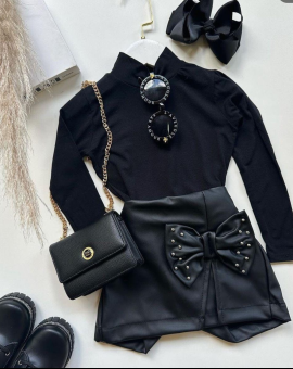 Conjunto de Menina para Festa Saia e Blusa Preto