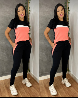 Conjunto Feminino Calça e Blusa Duas Cores