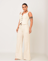 Conjunto Feminino Calça Pantalona e Colete Elegante Atacado na Rua 44 Goiânia