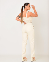 Conjunto Feminino Casual Calça Reta e Cropped de Alcinha Atacado na Rua 44 Goiânia