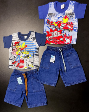 conjunto-infantil-camiseta-personagem-e-bermuda-jeans-atacado-rua-44-goiania 