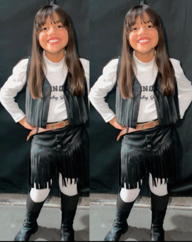 Conjunto Infantil Menina Moda Rodeio Saia e Colete