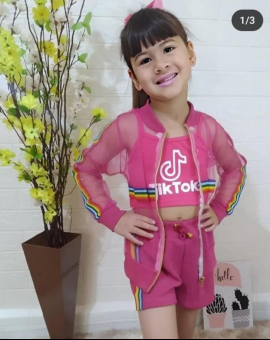 Conjunto Infantil Menina Tik Tok Rosa