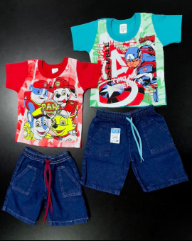 Conjunto Menino Personagens Camiseta e Bermuda