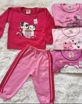 Pijama Infantil Menina Blusa e Calça de Frio