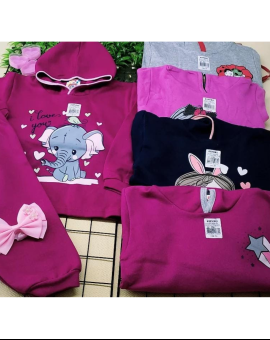 Pijama Kids Menina Moletom com Estampa de Bichinho