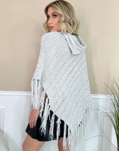 Poncho Assimetrico com Capuz e Franjas Atacado na Rua 44 Goiânia