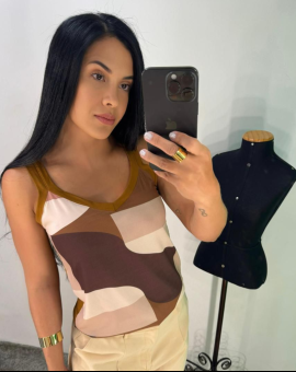 Regata de Luxo Feminina Estampada de Algodão