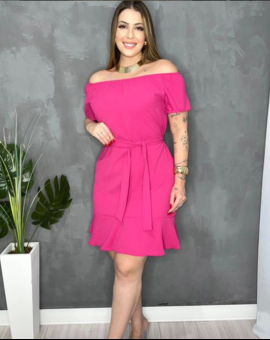 Vestido Curto Ciganinha Liso Rosa