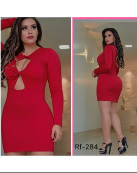 Vestido De Festa Curto com Decote Manga Longa