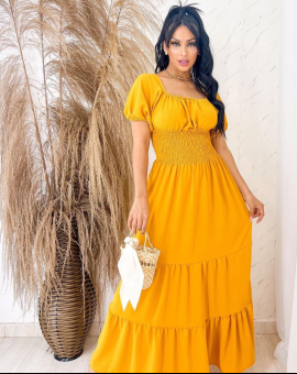 Vestido Longo 3 Marias com Lastex Manga Princesa