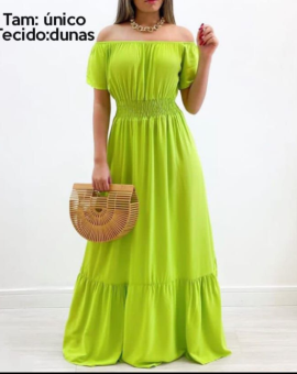 Vestido Longo Ciganinha Verde Neon