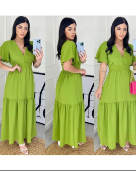 Vestido Longo com Decote V Soltinho