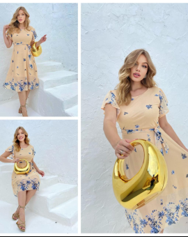 Vestido Midi Elegante Moda Evangélica Floral