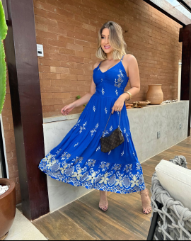 Vestido Midi Estampado de Alcinhas