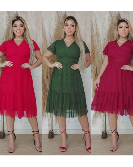 Vestido Midi Moda Evangélica Liso