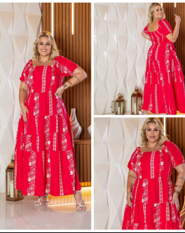 Vestido Plus Size Longo 3 Marias Estampado