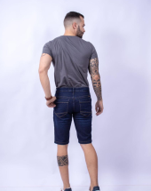 Bermuda Jeans Masculina Coladinha Lavagem Escura Atacado na Rua 44 Goiânia