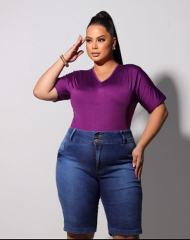 Bermuda Jeans Plus Size Ciclista Costura Reforçada