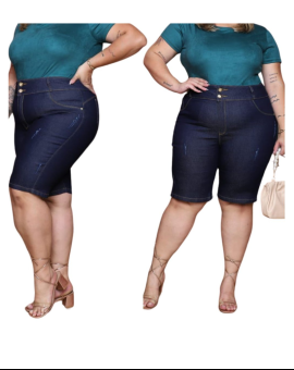 Bermuda Plus Size Cliclista Cós Alto Reforçado