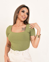 Blusa Canelada com Decote Quadrado Atacado na Rua 44 Goiânia