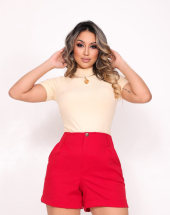 Blusa Canelada Gola Alta com Mangas Atacado na Rua 44 Goiânia