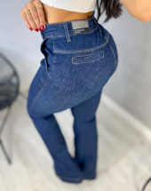 Calça Jeans Feminina Flare Lavagem Escura Atacado na Rua 44 Goiânia