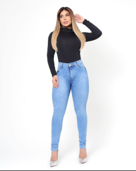 Calça Jeans Feminina Skinny Sky Clean Cintura Alta