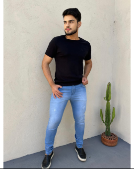 Calça Jeans Masculina Coladinha Lavagem Clara