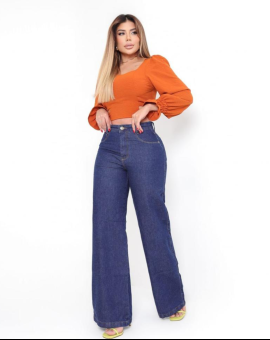 Calça Jeans Wide Leg Cintura Alta Tradicional