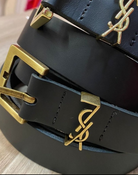 Cinto Saint Laurent Cassandre Fivela Quadrada Preto