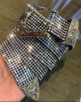 Cinto Strass Decorativo de Prata Feminino