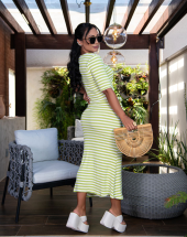 Conjunto Feminino Saia Midi e Cropped Listrado Atacado na Rua 44 Goiânia