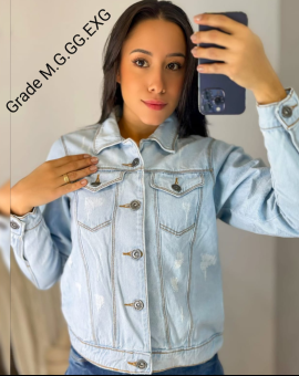 Jaqueta Jeans Feminina Lavagem Clara