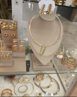 Kit Colar e Brinco Folheado a Ouro 18 K